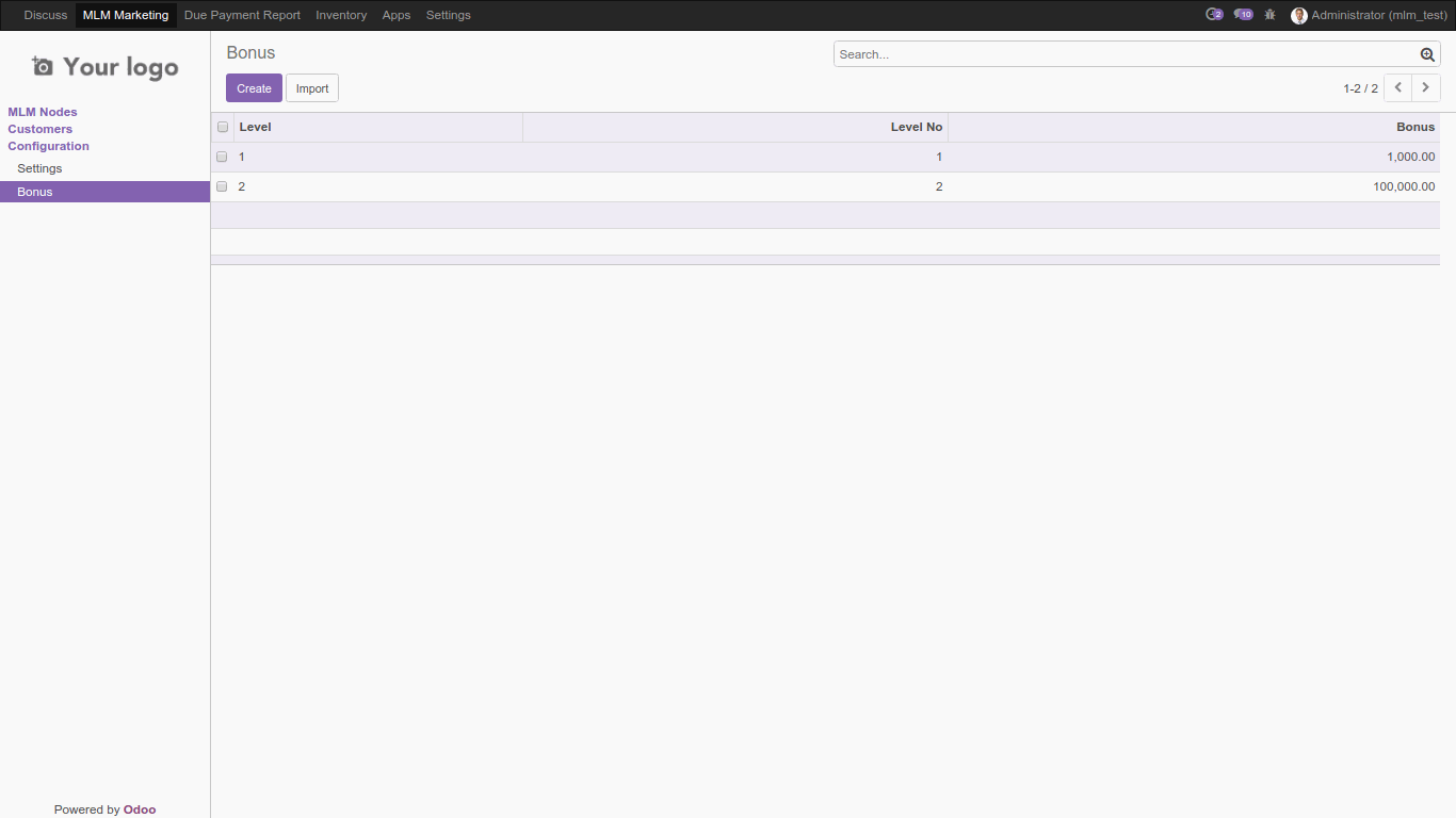 onus configuration, a user can set bonus amount to add in customer account on completion on level.  They can set each level configuration amount