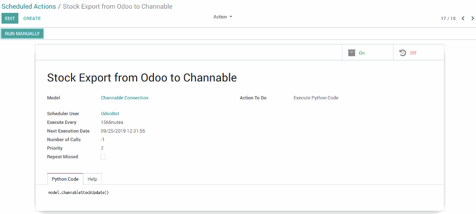 Stock Export from Odoo to Channable