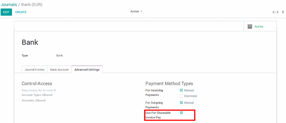 All journals are displayed in invoicing journals such as cash, bank, Stock Journal, etc.  Invoice is shown in the paid state when the below option is set in the journal. 