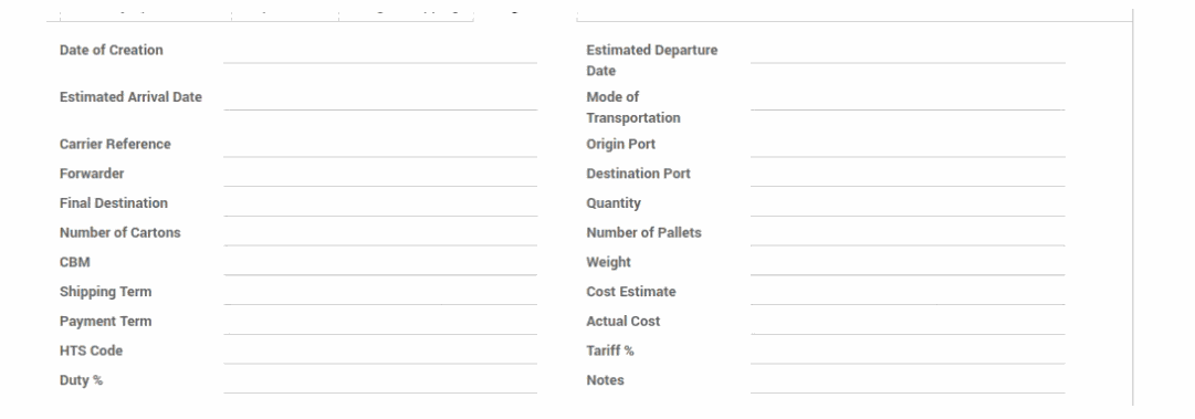 From freight cost, the user can fill all details related to freight
