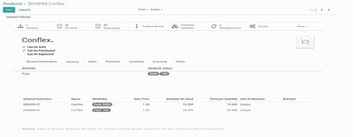 Product variants are used to manage products having different variations, like size, color, etc. It allows managing the product at the template level (for all variations) and at the variant level (specific attributes). User can set product variant from product form