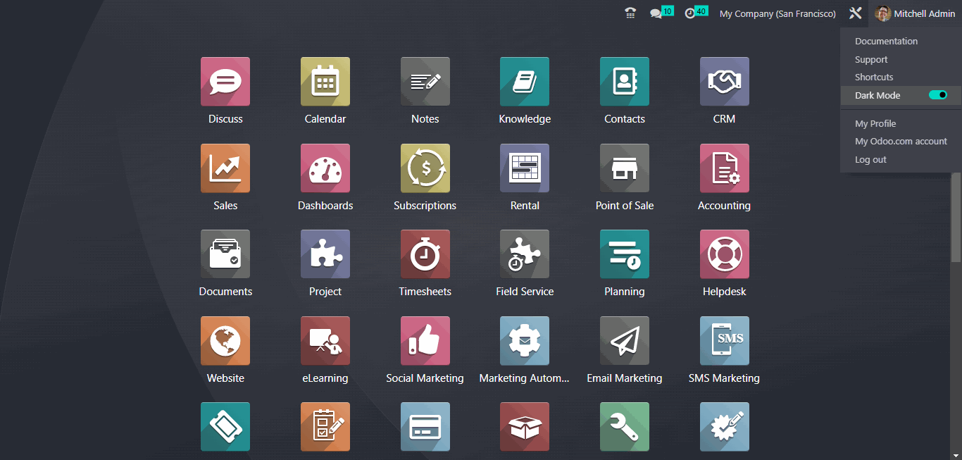 Enabling Dark Mode in Odoo 16 