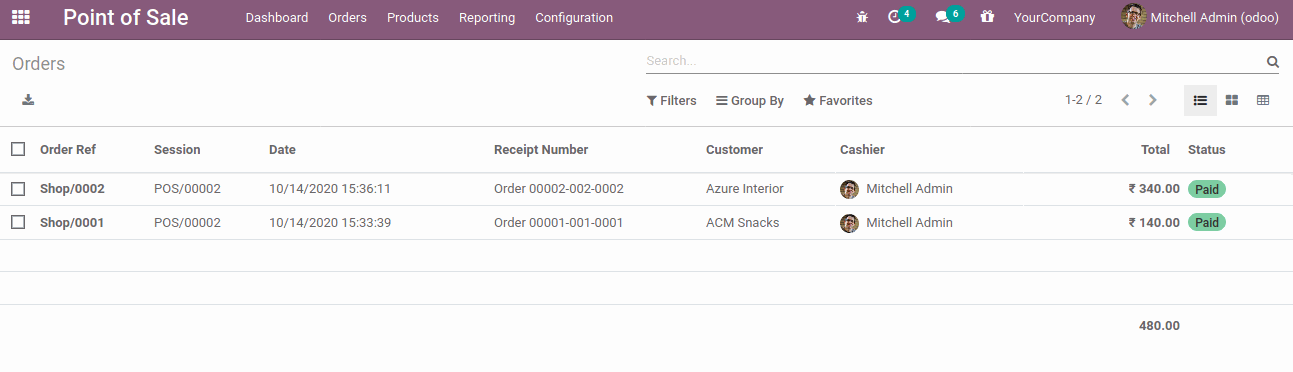 Payment Details  Uses can see the payment details with the payment method.