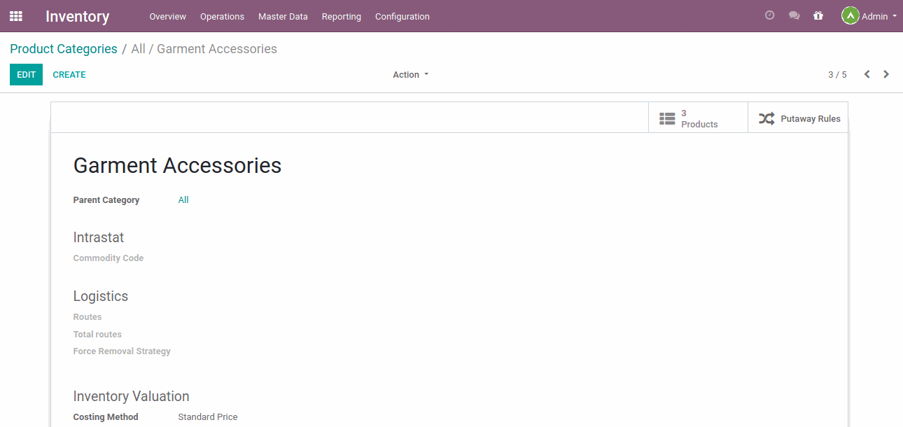 Product Category Users can easily categorize products in Odoo using the product category.