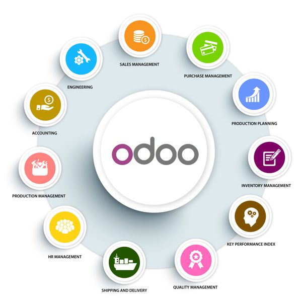 Odoo ERP Systems The Odoo ERP system is critical to a business enterprise's day-to-day functioning and business performance.  Odoo ERP offers so many modules which satisfy all business needs, which include websites, billing, accounting, production, warehouse, project management, customer relationship management (CRM), and inventory.