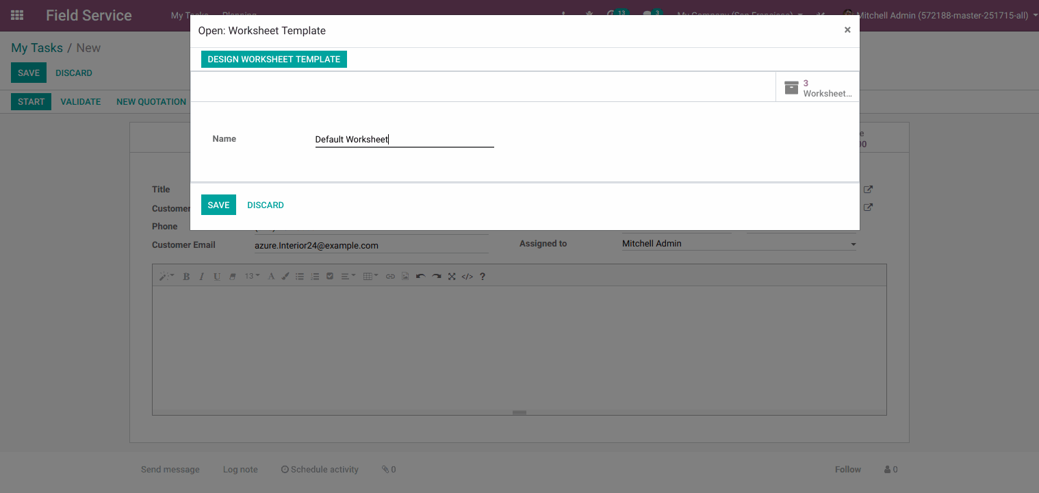 Easy to add spent time on tasks/jobs. The user has to add worksheets on task.  Use can design its own worksheet template or use a default worksheet template.  the worksheet has information about contact person and customer signature and contact person information, etc..  Before a user can worksheet he/she has to start a timer on a task because that time shows the spent time. after that user can add worksheet on task.