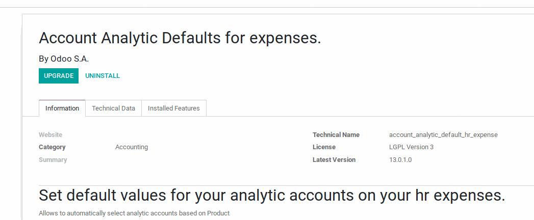 Account Analytic Defaults for expenses.