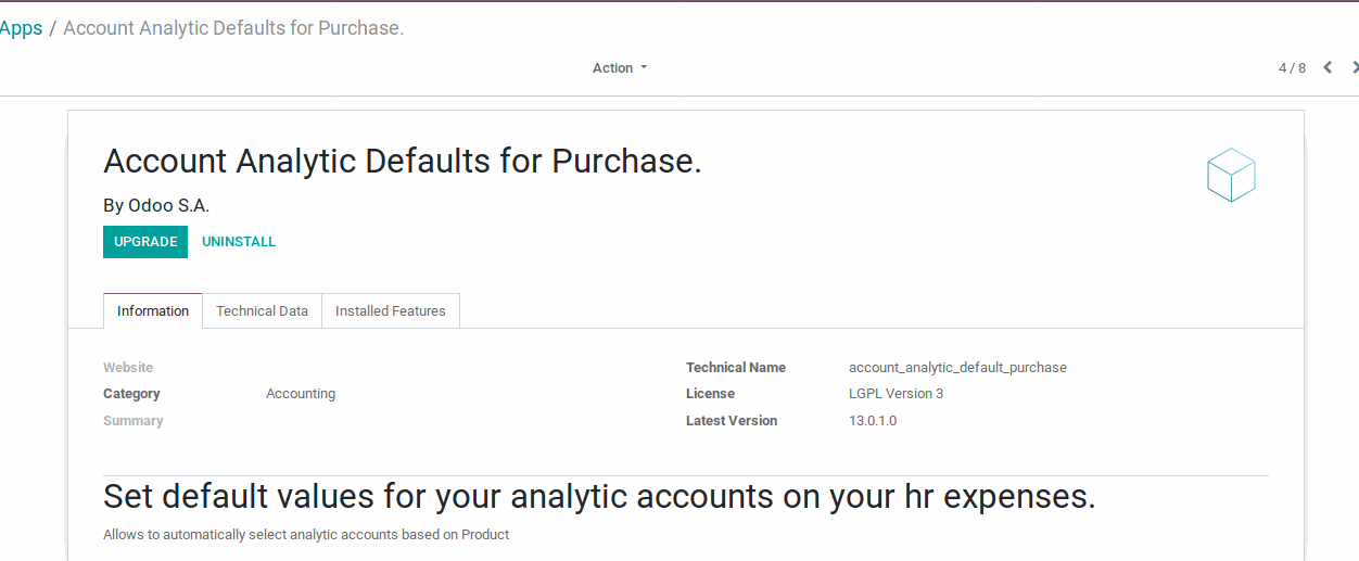 Account Analytic Defaults for Purchase