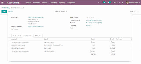 Accounting ➤ Configuration ➤ Management ➤ Payment Terms  Journal Entry after post invoice