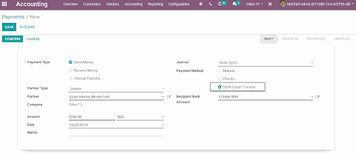 Pay with SEPA Accounting ➤ Vendor ➤ Payment