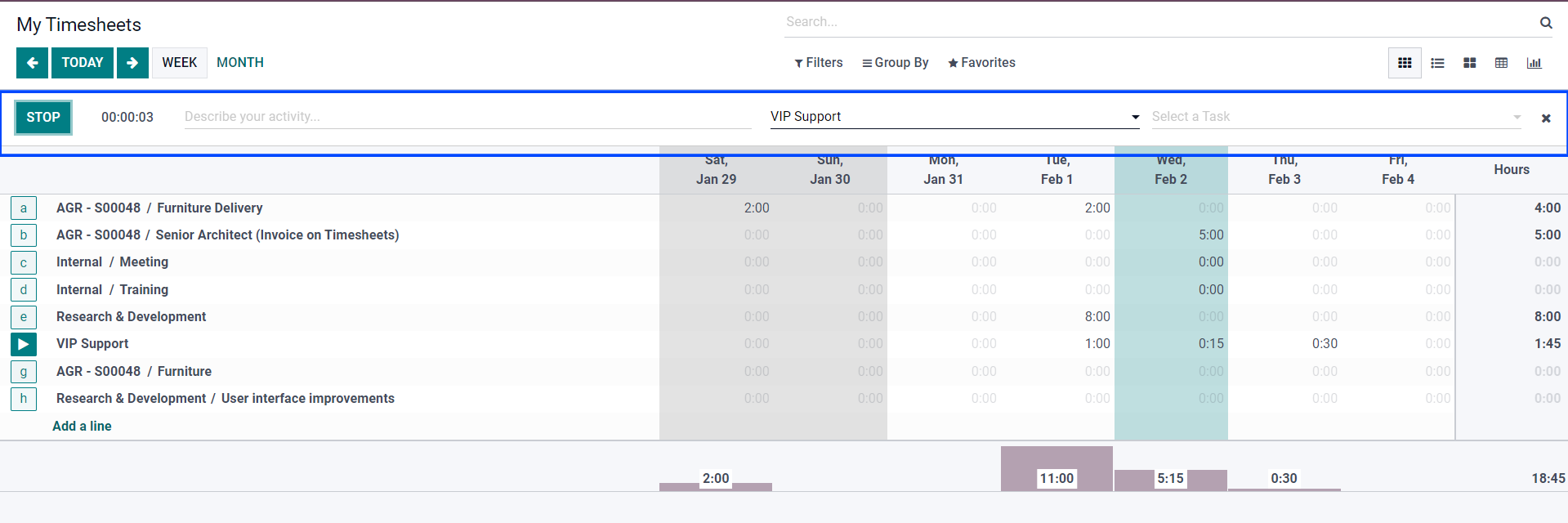 Timesheet Creation  Timesheet > My Timesheets > Add a Line